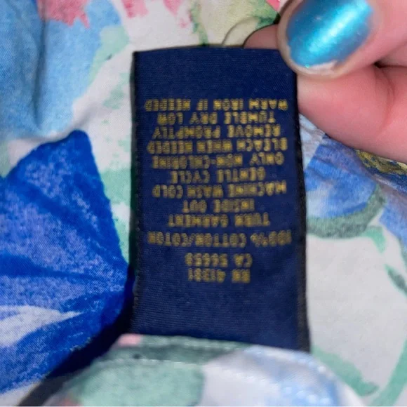 Polo Ralph Lauren Floral Tropical Multicolor 100% Cotton 2 Button Up Preppy - Picture 4 of 5